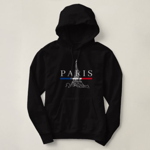 Womens Eiffel Tower Black  Hoodie