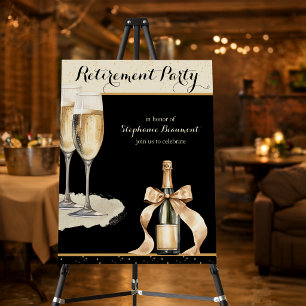 Women's Elegant Black Champagne Retirement Party Foam Board
