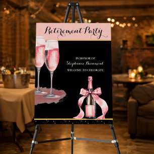 Women's Elegant Black Champagne Retirement Party Foam Board
