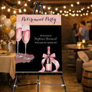 Women's Elegant Black Champagne Retirement Party Foam Board