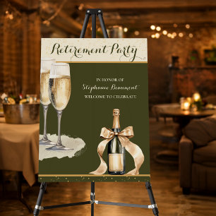 Women's Elegant Green Champagne Retirement Party Foam Board