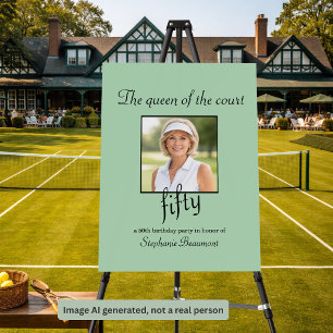 Women's Elegant Photo Tennis 50th Birthday Party Foam Board