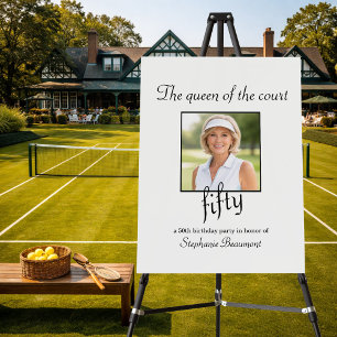Women's Elegant Photo Tennis 50th Birthday Party Foam Board