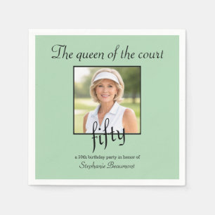 Women's Elegant Photo Tennis 50th Birthday Party Napkins