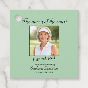 Women's Elegant Photo Tennis Theme Retirement Favor Tags