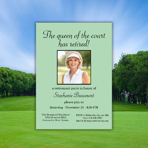 Women's Elegant Photo Tennis Theme Retirement Invitation