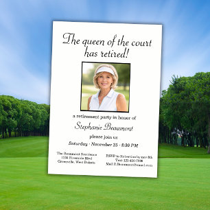 Women's Elegant Photo Tennis Theme Retirement   Invitation