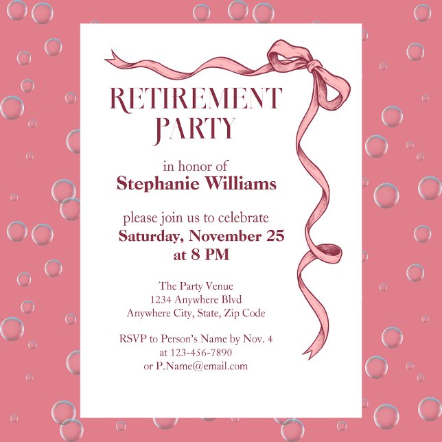 Women's Elegant Pink Bow Party Invitation (Creator Uploaded)