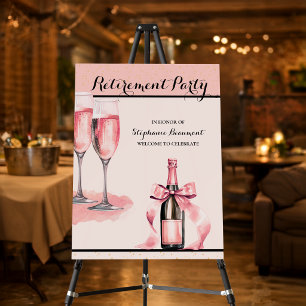 Women's Elegant Pink Champagne Retirement Party Foam Board