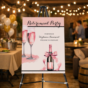 Women's Elegant Pink Champagne Retirement Party Foam Board