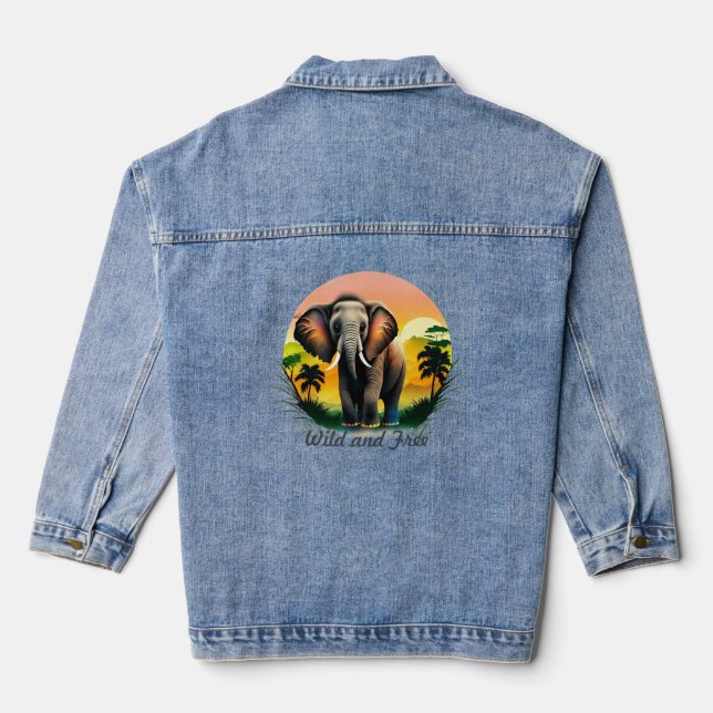 Women's Elephant Denim Jacket (Back)