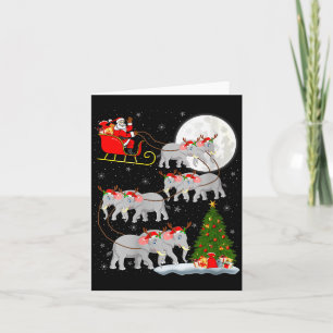 Womens Elephant Santa Sleigh Flying Funny Magical Card
