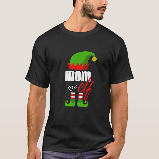 Womens Elf Mom Christmas Elf Family Costume For Mo T-Shirt (Front)