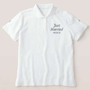 Women's Embroidered Just Married Monogram Polo Shirt