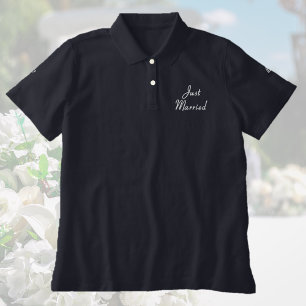 Women's Embroidered Just Married Monogram Polo Shirt