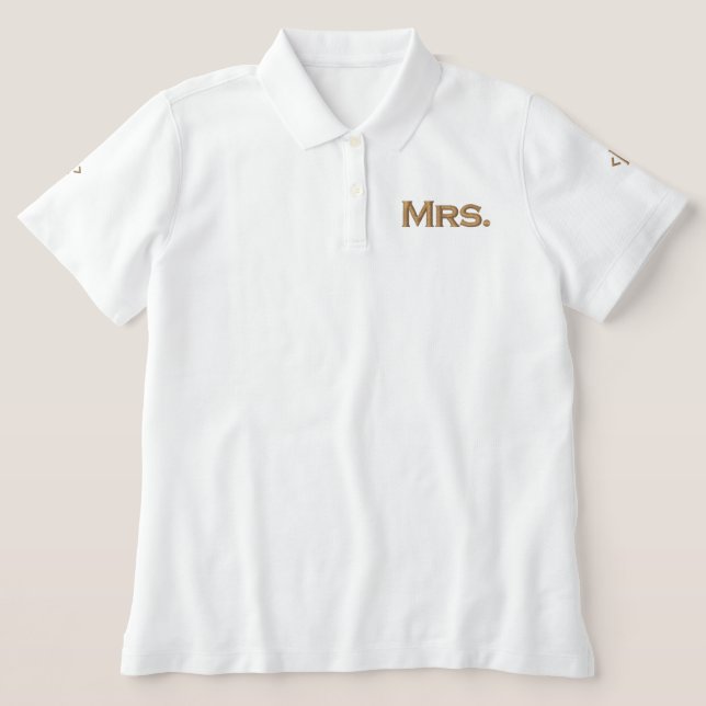 Women's Embroidered Monogram Wedding Polo (Design Front)