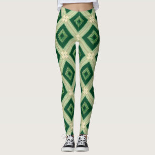 Women's Emerald Green Diamond Geometric Leggings