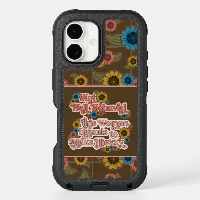 Women's Empowerment Retro 60s and 70s Floral Otterbox iPhone Case (Back)