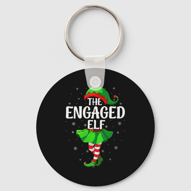 Womens Engaged Elf Christmas Girls Women Elf Squad Keychain (Front)