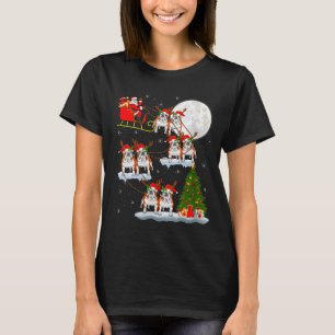 Womens English Bulldog Santa Sleigh Flying Funny M T-Shirt