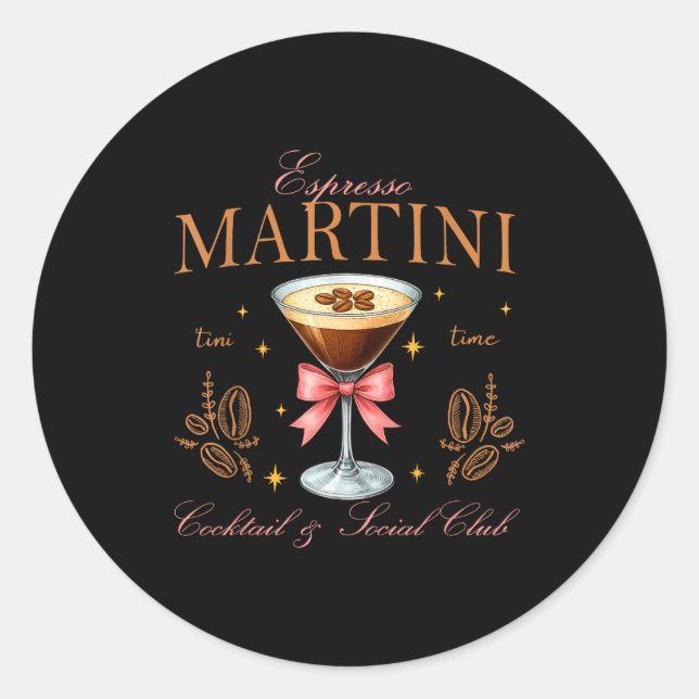 Womens Espresso Martini Social Club Drinking Tai  Classic Round Sticker (Front)