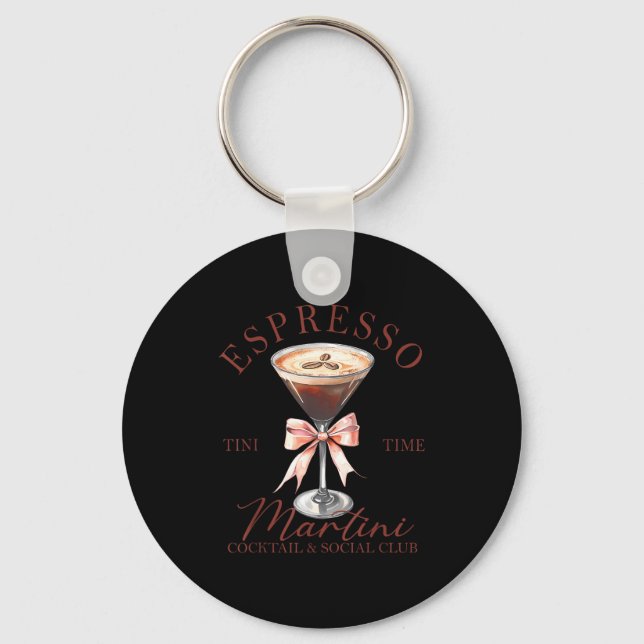 Womens Espresso Martini Social Club Drinking Tail  Keychain (Front)