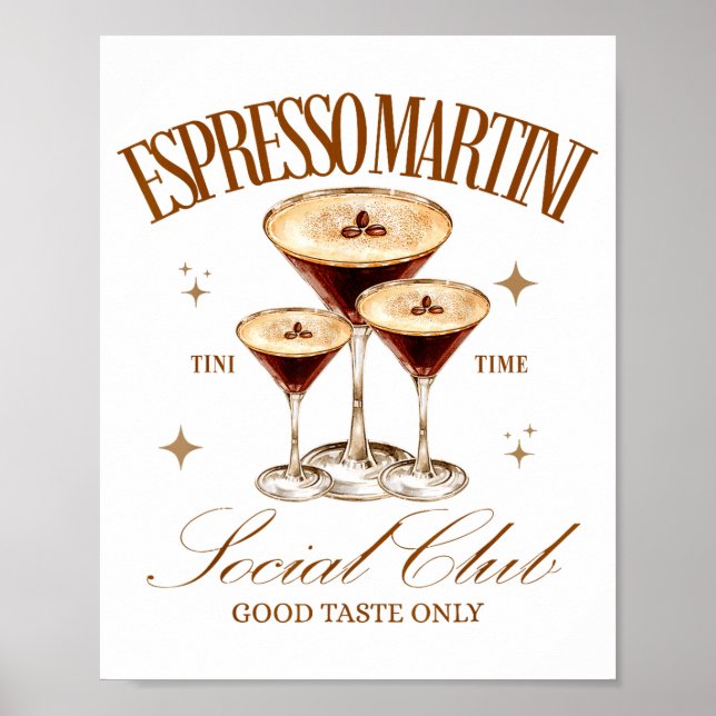 Womens Espresso Martini Social Club Drinking Tail  Poster (Front)