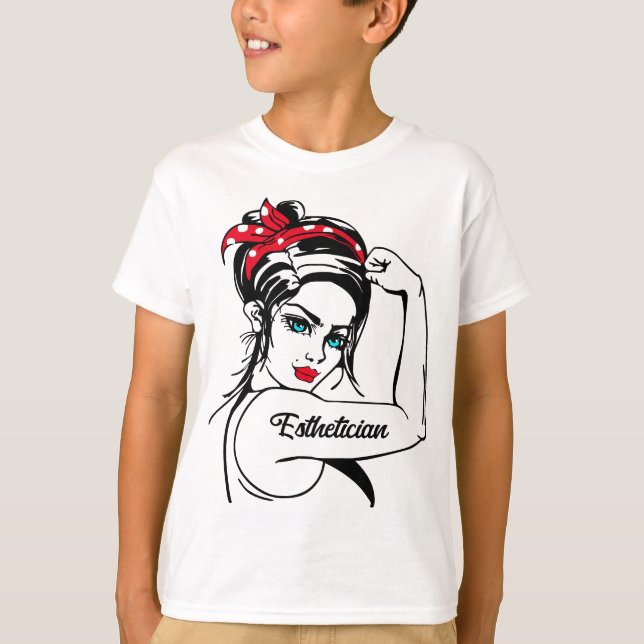 Womens Esthetician Rosie The Riveter Pin Up T-Shirt (Front)