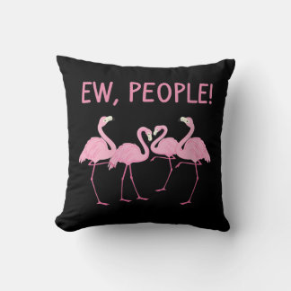 Womens Ew People Funny Flamingo Social Distancing Throw Pillow