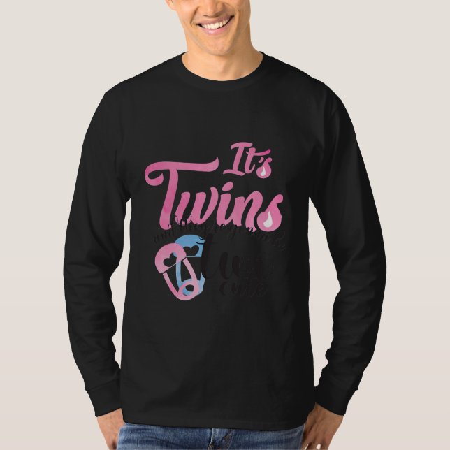 Womens Expecting Twin Babies Mom I Two Cute T-Shirt (Front)