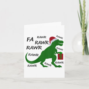 Womens Fa Rawr Dinosaur T-rex Xmas Party Santa T-r Card