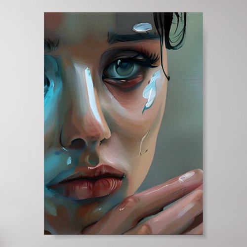 Womens Face  AI Generated Artwork Poster