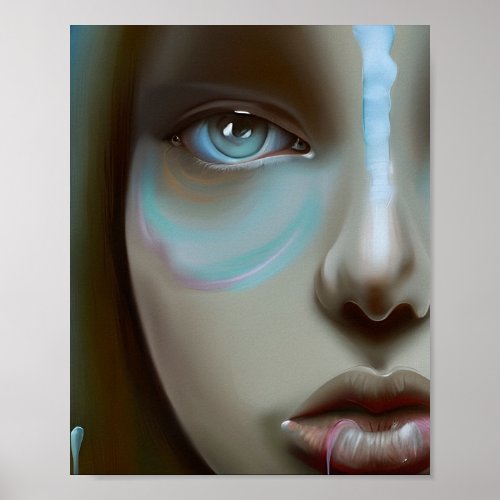 Womens Face  AI Generated Artwork Poster