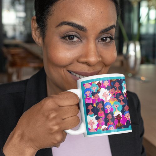 Womens Faces Pattern Coffee Mug