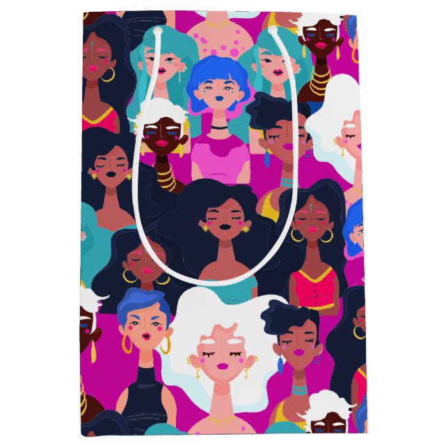 Women's Faces Pattern Medium Gift Bag (Front)