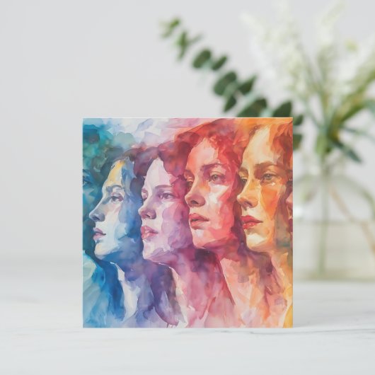 Women's Faces - Watercolor Painting (Standing Front)