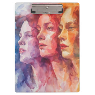 Women's Faces - Watercolor Painting Clipboard
