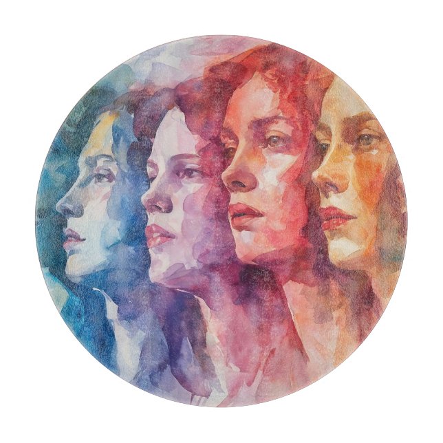 Women's Faces - Watercolor Painting Cutting Board (Front)