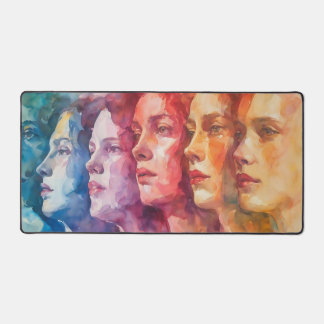 Women's Faces - Watercolor Painting Desk Mat