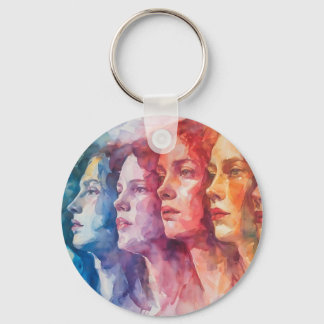 Women's Faces - Watercolor Painting Keychain