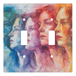 Women's Faces - Watercolor Painting Light Switch Cover