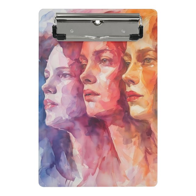 Women's Faces - Watercolor Painting Mini Clipboard (Front)