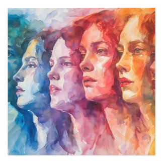 Women's Faces - Watercolor Painting Photo Print