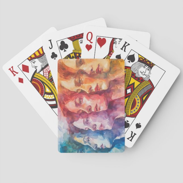 Women's Faces - Watercolor Painting Poker Cards (Back)
