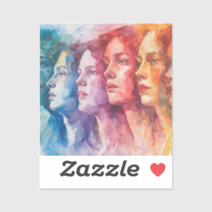 Women's Faces - Watercolor Painting Sticker