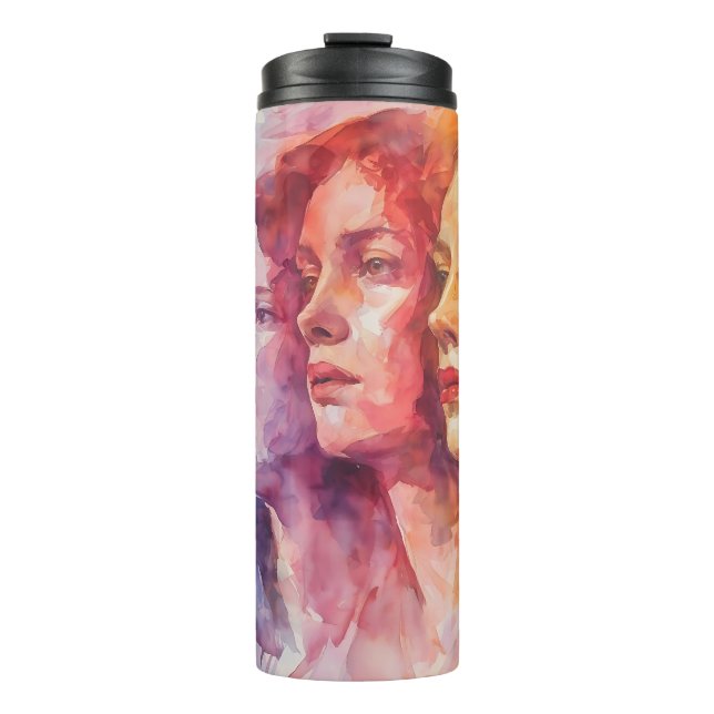 Women's Faces - Watercolor Painting Thermal Tumbler (Front)