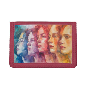 Women's Faces - Watercolor Painting Tri-fold Wallet