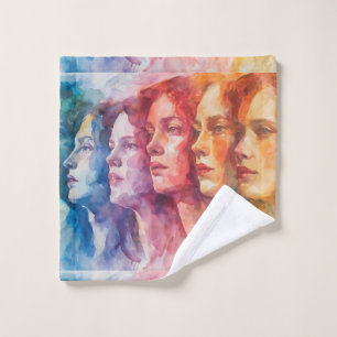 Women's Faces - Watercolor Painting Wash Cloth