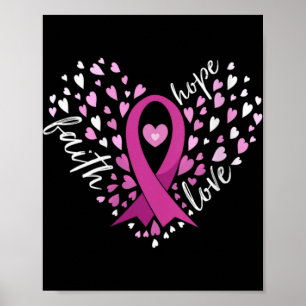 Womens Faith Hope Love Breast Cancer Awareness N Poster