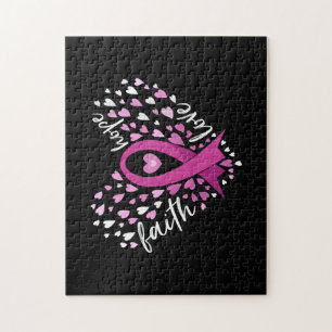 Womens Faith Hope Love Breast Cancer Awareness Pin Jigsaw Puzzle